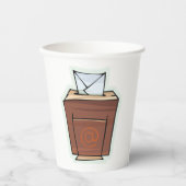 Cartoon des E-Mail-Postfachs Pappbecher (Vorderseite)