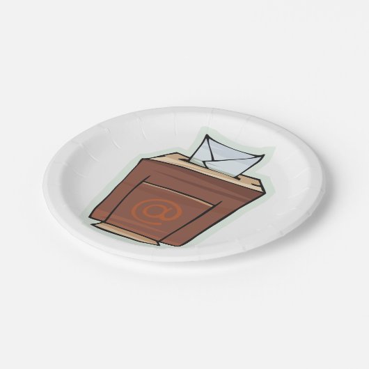 Cartoon des E-Mail-Postfachs Pappteller (Schrägansicht)