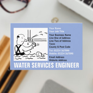 Cartoon des Ingenieurs für Wasserdienstleistungen Visitenkarte