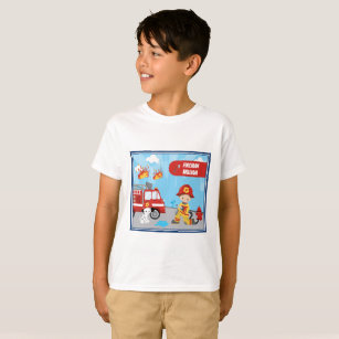 Cartoon des Kleinen Jungen Feuerwehrmann mit Vorna T-Shirt
