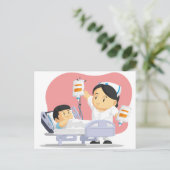 Cartoon des Krankenpflegepatienten Postkarte (Stehend Vorderseite)