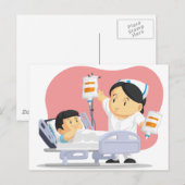 Cartoon des Krankenpflegepatienten Postkarte (Vorne/Hinten)