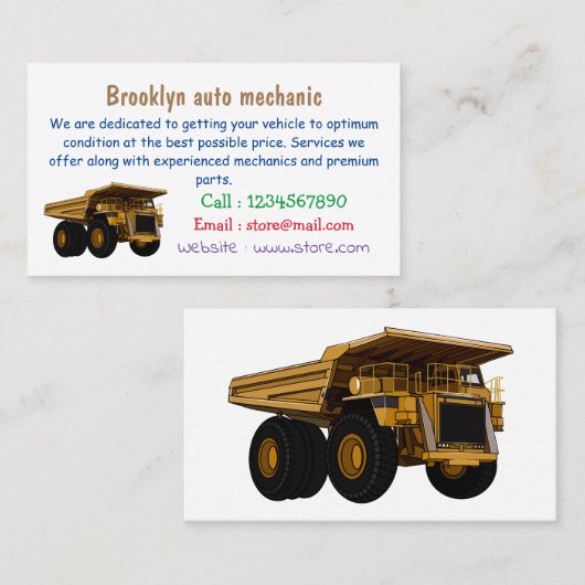 Cartoon des Lastkraftwagens Visitenkarte (Vorne/Hinten)