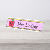 Cartoon des personalisierten Lehrers Apple and Rul Schreibtischnamensplakette (Vorderseite )