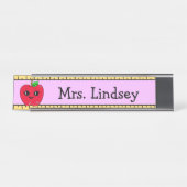 Cartoon des personalisierten Lehrers Apple and Rul Schreibtischnamensplakette (Vorderseite )