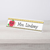 Cartoon des personalisierten Lehrers Apple and Rul Schreibtischnamensplakette (Vorderseite )