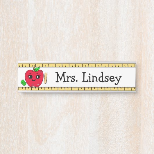 Cartoon des personalisierten Lehrers Apple and Rul Türschild (Vorderseite )