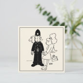 Cartoon des Polizisten, der eine Uhr hat. Karte (Stehend Vorderseite)