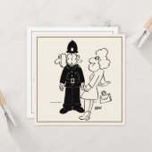 Cartoon des Polizisten, der eine Uhr hat. Karte (Vorderseite/Rückseite Beispiel)