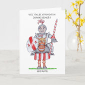 Cartoon des Ritters in der Rüstungskarte Karte (Gelbe Blume)