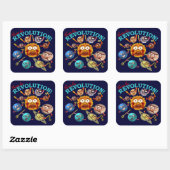 Cartoon des Sonnensystems der Sonnenkollektoren Quadratischer Aufkleber (Blatt)