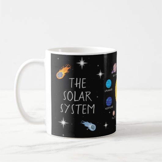 Cartoon des Sonnensystems zeichnend Planeten im Au Kaffeetasse (Links)
