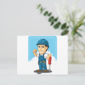 Cartoon des Technikers oder des Stellvertreters Postkarte (Stehend Vorderseite)