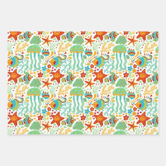 Cartoon des Wasserlebens Geschenkpapier Set (Vorderseite 2)