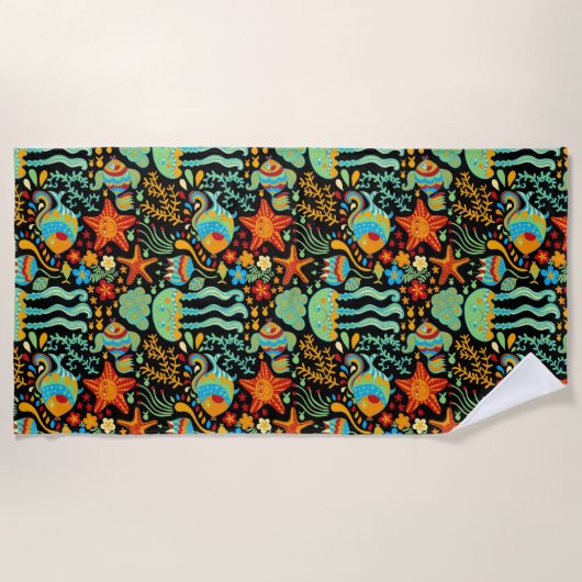 Cartoon des Wasserlebens Strandtuch (Vorderseite)