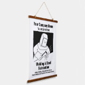 Cartoon-Designbindungsbänder für Schweißen und Fab Wandteppich Mit Holzrahmen (Gewinkelt)