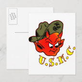 Cartoon Devil Marine Corps Postkarte (Vorne/Hinten)