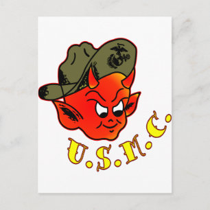 Cartoon Devil Marine Corps Postkarte