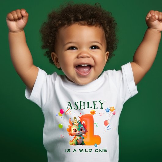 Cartoon Dinosaur Chinesischer Drache Jahr 1. Gebur Baby T-shirt