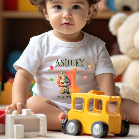 Cartoon Dinosaur Chinesischer Drache Jahr 1. Gebur Baby T-shirt