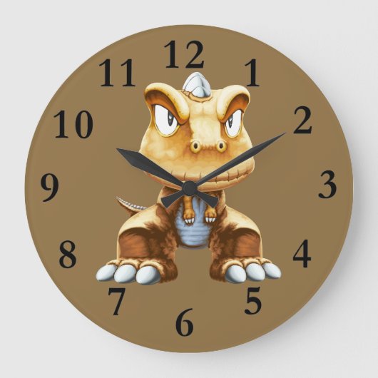 Cartoon Dinosaur Clock Große Wanduhr (Vorderseite)
