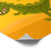 Cartoon Dinosaur Hot Sun Jurassic Woodland Poster (Ecke)