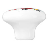 Cartoon Dinosaur Pilot Flying Red Airplane Keramikknauf (Seitenansicht)