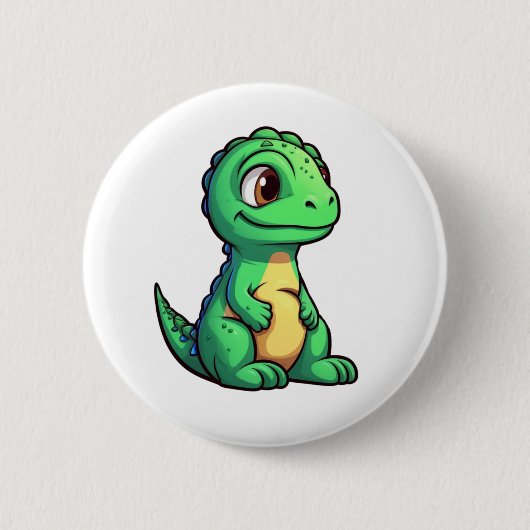 Cartoon-Dinosaurier-Abbildung Button (Vorderseite)