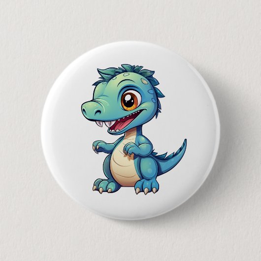 Cartoon-Dinosaurier-Abbildung Button (Vorderseite)