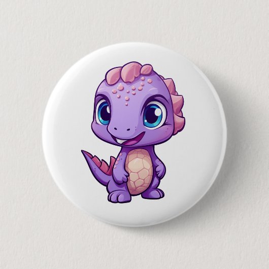 Cartoon-Dinosaurier-Abbildung Button (Vorderseite)