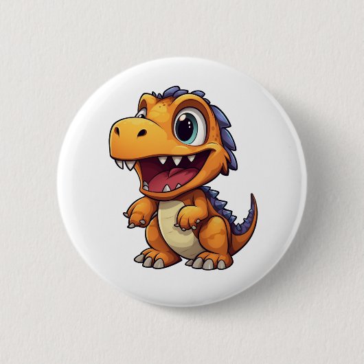 Cartoon-Dinosaurier-Abbildung Button (Vorderseite)