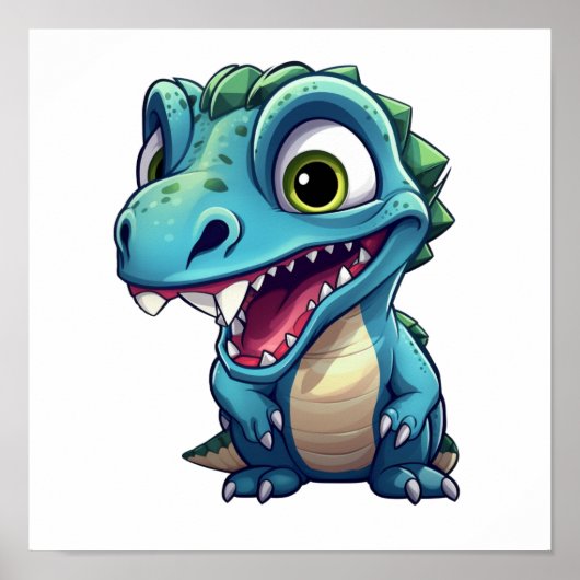Cartoon-Dinosaurier-Abbildung Poster (Vorne)