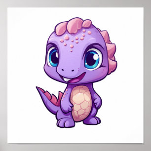 Cartoon-Dinosaurier-Abbildung Poster