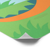 Cartoon Dinosaurier Geburtstagskuchen Kerze Poster (Ecke)