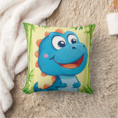 Cartoon Dinosaurier im Bambuswald Kissen (Decke)