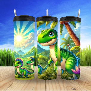 Cartoon Dinosaurier Jungle Fun Thermosbecher