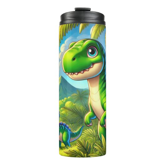 Cartoon Dinosaurier Jungle Fun Thermosbecher (Vorderseite)