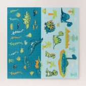 Cartoon Dinosaurier: Land & Meer Set Puzzle (Horizontal)