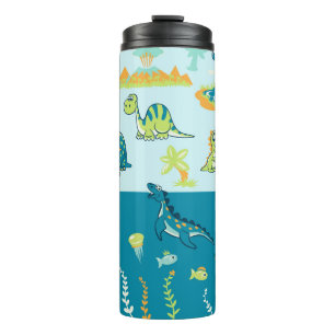 Cartoon Dinosaurier: Land & Meer Set Thermosbecher
