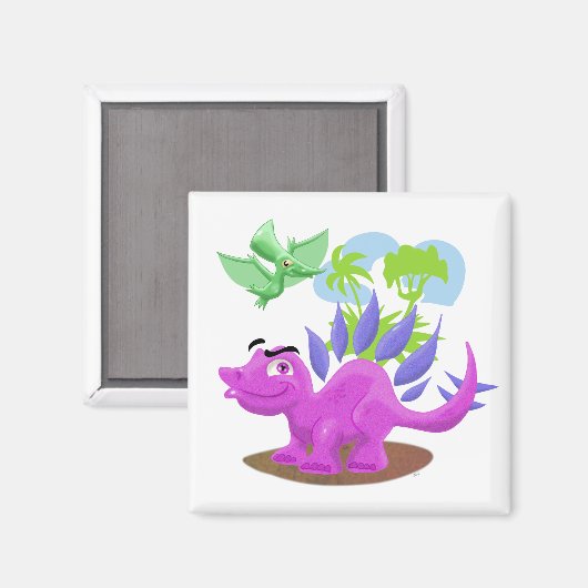 Cartoon Dinosaurier Magnet (Vorderseite/Rückseite)