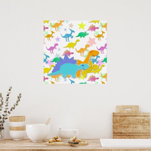 Cartoon Dinosaurier Poster (Küche)