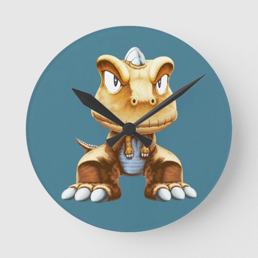 Cartoon Dinosaurier Runde Wanduhr (Vorderseite)
