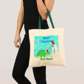 Cartoon-Dinosauriersnowman-frohe Tragetasche (Vorderseite (Produkt))
