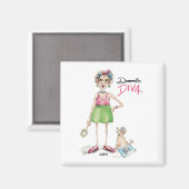 Cartoon Diva und Poodle Doing Chores Magnet (Vorderseite/Rückseite)