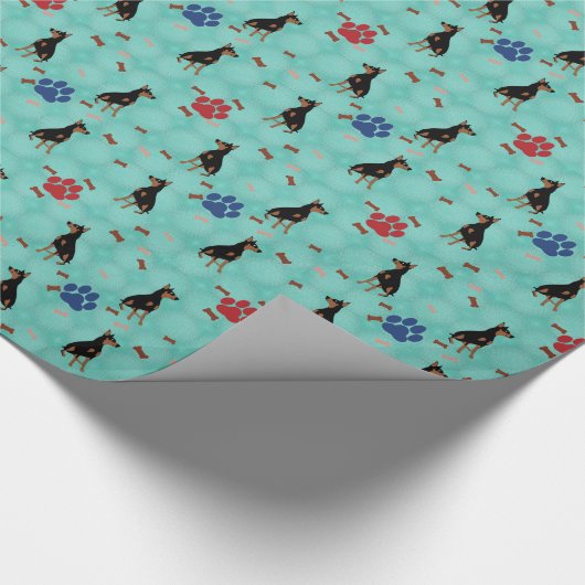 Cartoon Doberman Geschenkpapier (Ecke)