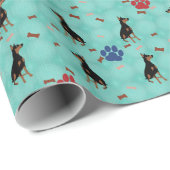 Cartoon Doberman Geschenkpapier (Rolleneckpunkt)