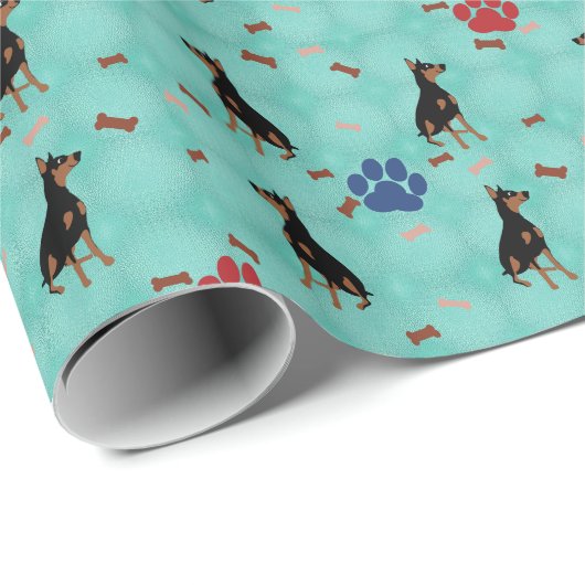 Cartoon Doberman Geschenkpapier (Rolleneckpunkt)