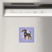 Cartoon Doberman Pinscher (Diskettenohren) Magnet (In Situ (Geschirrspüler))
