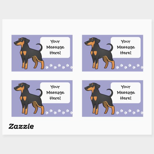 Cartoon Doberman Pinscher (Diskettenohren) Rechteckiger Aufkleber (Blatt)