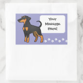 Cartoon Doberman Pinscher (Diskettenohren) Rechteckiger Aufkleber (Tasche)